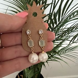 Small Aqua/Pearl Dangle Earrings